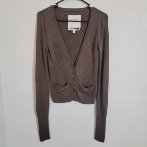Abercrombie Fitch Vintage Y2K Cashmere Brown Button Cardigan Large Bella Swan LS